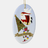 Santa Delivers | kerstversiering Keramisch Ornament (Rechts)