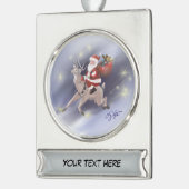 Santa Delivers Ornament Verzilverd Banner Ornament (Links)