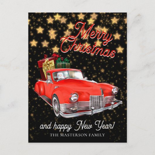  Santa Delivery Auto Kerstmis Groeten Briefkaart (Voorkant)