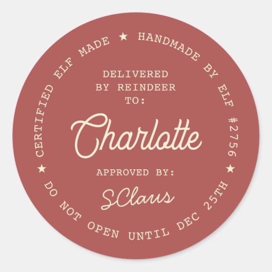 Santa Delivery Sticker | Christmas Elf Label Seal (Voorkant)