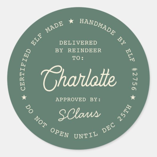 Santa Delivery Sticker | Christmas Elf Label Seal (Voorkant)