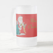 santa design klaar voor kerstmis matglas bierpul (Voorkant links)