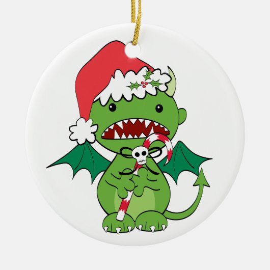 Santa Devil met snoepriet Keramisch Ornament (Voorkant)