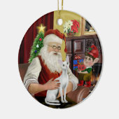 Santa - Devonshire Rex cat Keramisch Ornament (Links)