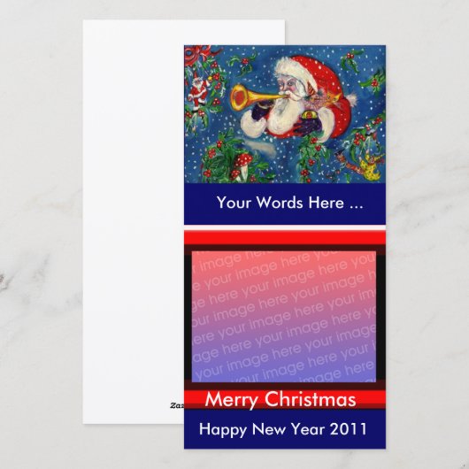 SANTA DIE DE BUGEL SPEELT MUZIKAAL KERSTNACHT FEESTDAGENKAART (Voorkant / Achterkant)