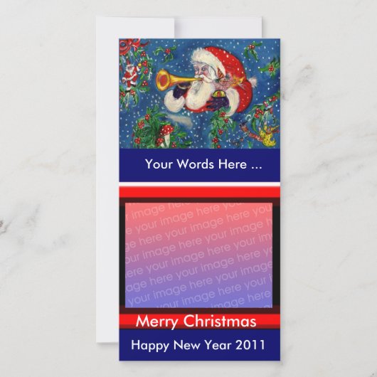 SANTA DIE DE BUGEL SPEELT MUZIKAAL KERSTNACHT FEESTDAGENKAART (Voorkant)