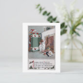 Santa die van achter het scherm kijkt feestdagenkaart (Staand voorkant)