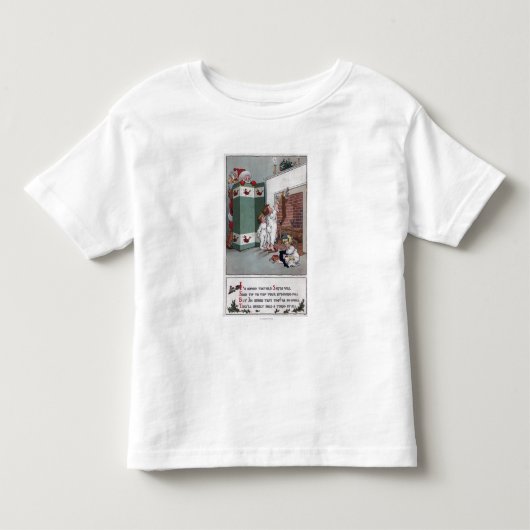 Santa die van achter het scherm kijkt kinder shirts (Voorkant)