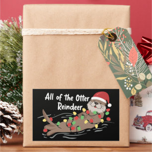 Santa Dier Kerstmis Alle Van De Otter Rendier Dier Rechthoekige Sticker