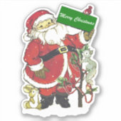 Santa Dieren Kleine Boom Sneeuw Vrolijk Kerstfeest Sticker (Voorkant)