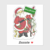 Santa Dieren Kleine Boom Sneeuw Vrolijk Kerstfeest Sticker (Vel)