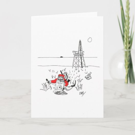 Santa Digging voor olie Feestdagen Kaart (Voorkant)