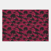 Santa Dinos Fun grillige rode & roze dinosaurus Xm Inpakpapier Vel (Voorkant 3)