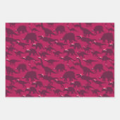 Santa Dinos Fun grillige rode & roze dinosaurus Xm Inpakpapier Vel (Voorkant 2)