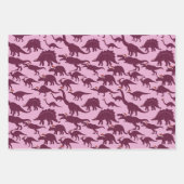 Santa Dinos Fun grillige rode & roze dinosaurus Xm Inpakpapier Vel (Voorkant)
