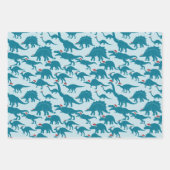 Santa Dino's! Leuke & grillige Blue Dinosaur Xmas Inpakpapier Vel (Voorkant 2)