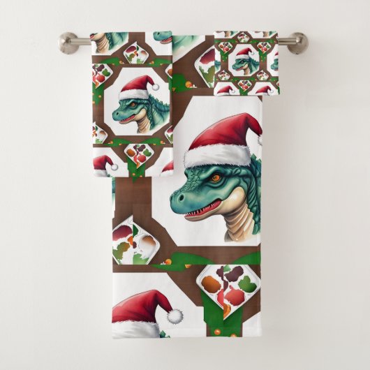 Santa Dinosaur Bad Handdoek (Insitu)