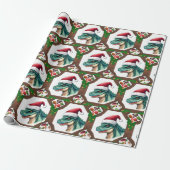 Santa Dinosaur Cadeaupapier (Uitgerold)