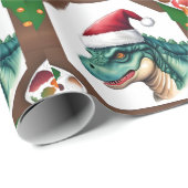 Santa Dinosaur Cadeaupapier (Rol Hoek)