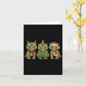 Santa Dinosaur Christmas Tree Triceratops Lover Xm Kaart (Gele Bloem)