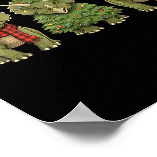 Santa Dinosaur Christmas Tree Triceratops Lover Xm Poster (Hoek)