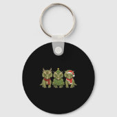 Santa Dinosaur Christmas Tree Triceratops Lover Xm Sleutelhanger (Voorkant)