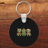 Santa Dinosaur Christmas Tree Triceratops Lover Xm Sleutelhanger (Voorkant)