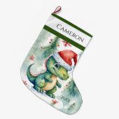 Santa Dinosaur Grote Kerstsok (Voorkant (Hangend))