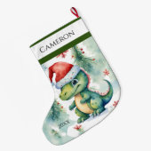 Santa Dinosaur Grote Kerstsok (Achterkant (Hangend))