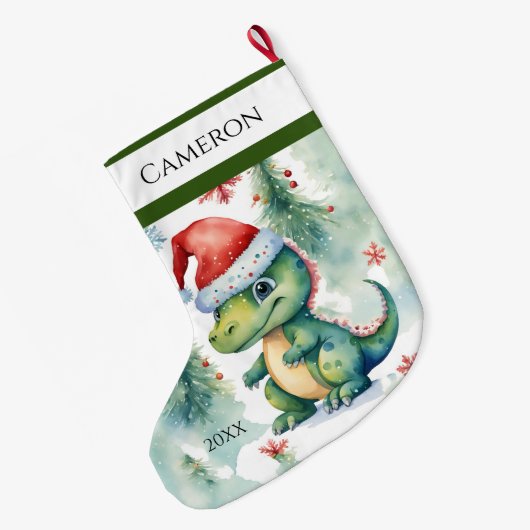 Santa Dinosaur Grote Kerstsok (Achterkant (Hangend))