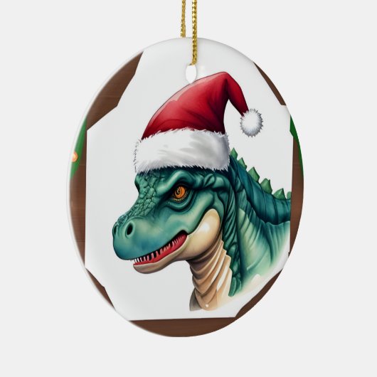 Santa Dinosaur Keramisch Ornament (Rechts)