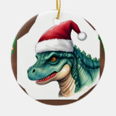 Santa Dinosaur Keramisch Ornament (Voorkant)