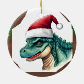 Santa Dinosaur Keramisch Ornament (Achterkant)