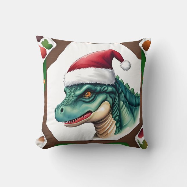 Santa Dinosaur Kussen (Voorkant)