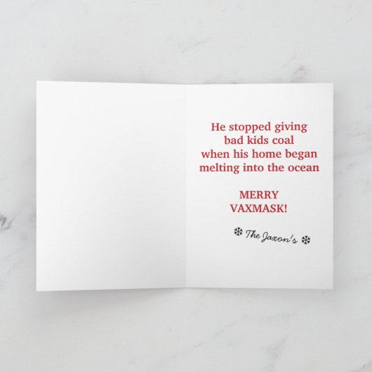 Santa Dirt to Unvaccinated Funny 2021 Kerstmis Ca Feestdagen Kaart (Binnen)