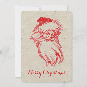 Santa Distress Faux Letterpress-stijl Feestdagenkaart