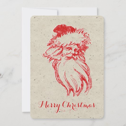 Santa Distressed Faux Letterpress Style Feestdagenkaart (Voorkant)