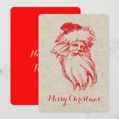 Santa Distressed Faux Letterpress Style Feestdagenkaart (Voorkant / Achterkant)