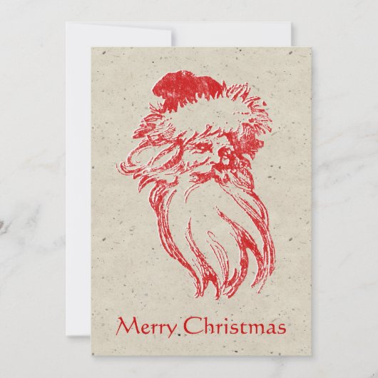 Santa Distressed Faux Letterpress Style Speckle Feestdagenkaart (Voorkant)