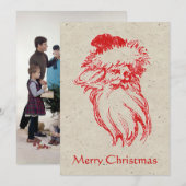 Santa Distressed Faux Letterpress Style Speckle Feestdagenkaart (Voorkant / Achterkant)