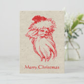 Santa Distressed Faux Letterpress Style Speckle Feestdagenkaart (Staand voorkant)