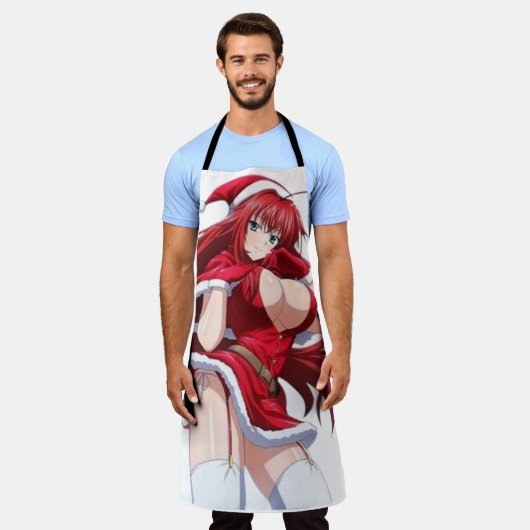 Santa Diva Anime WinterOutfit-All-Over Print Apron Schort (Gedragen)