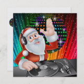 Santa DJ Disco Kerstmis / Nieuwjaar Uitnodiging (Voorkant / Achterkant)