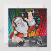 Santa DJ Disco Kerstmis / Nieuwjaar Uitnodiging (Voorkant)