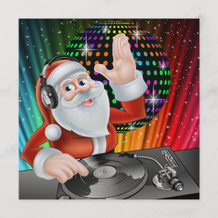 Santa DJ Disco Kerstmis / Nieuwjaar Uitnodiging