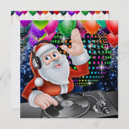 Santa DJ Disco Kerstmis / Nieuwjaar Uitnodiging (Voorkant / Achterkant)