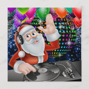 Santa DJ Disco Kerstmis / Nieuwjaar Uitnodiging