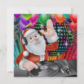 Santa DJ Disco Kerstmis / Nieuwjaar Uitnodiging (Voorkant)