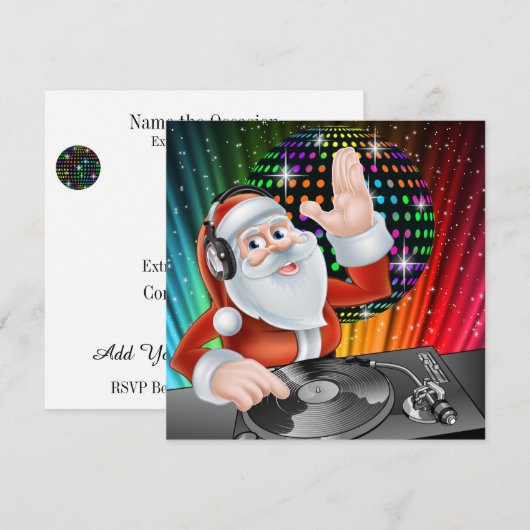Santa DJ Disco Kerstmis / Nieuwjaar Uitnodiging (Voorkant / Achterkant)