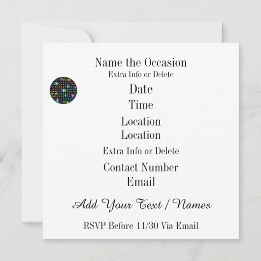 Santa DJ Disco Kerstmis / Nieuwjaar Uitnodiging (Achterkant)